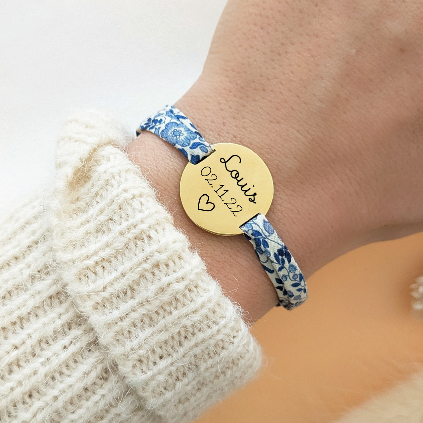 Bracelet liberty avec médaille à graver