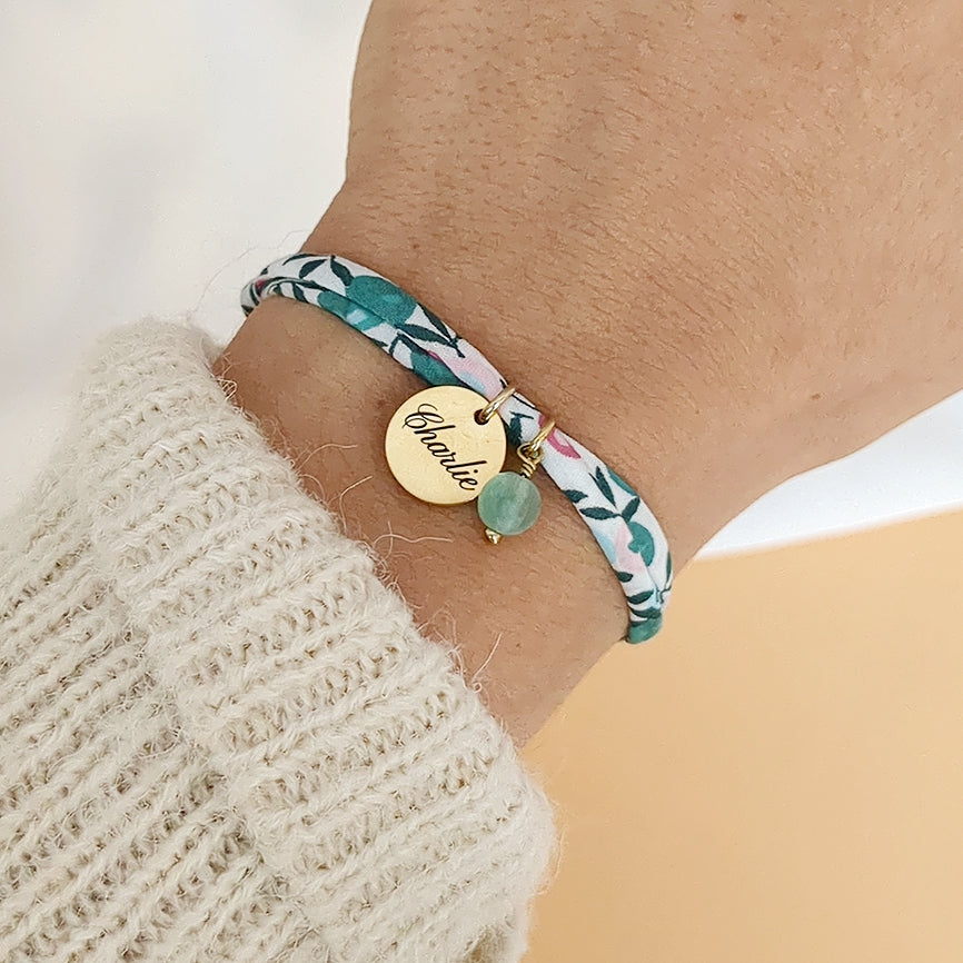 Bracelet en Liberty avec pierre naturelle - Bliche