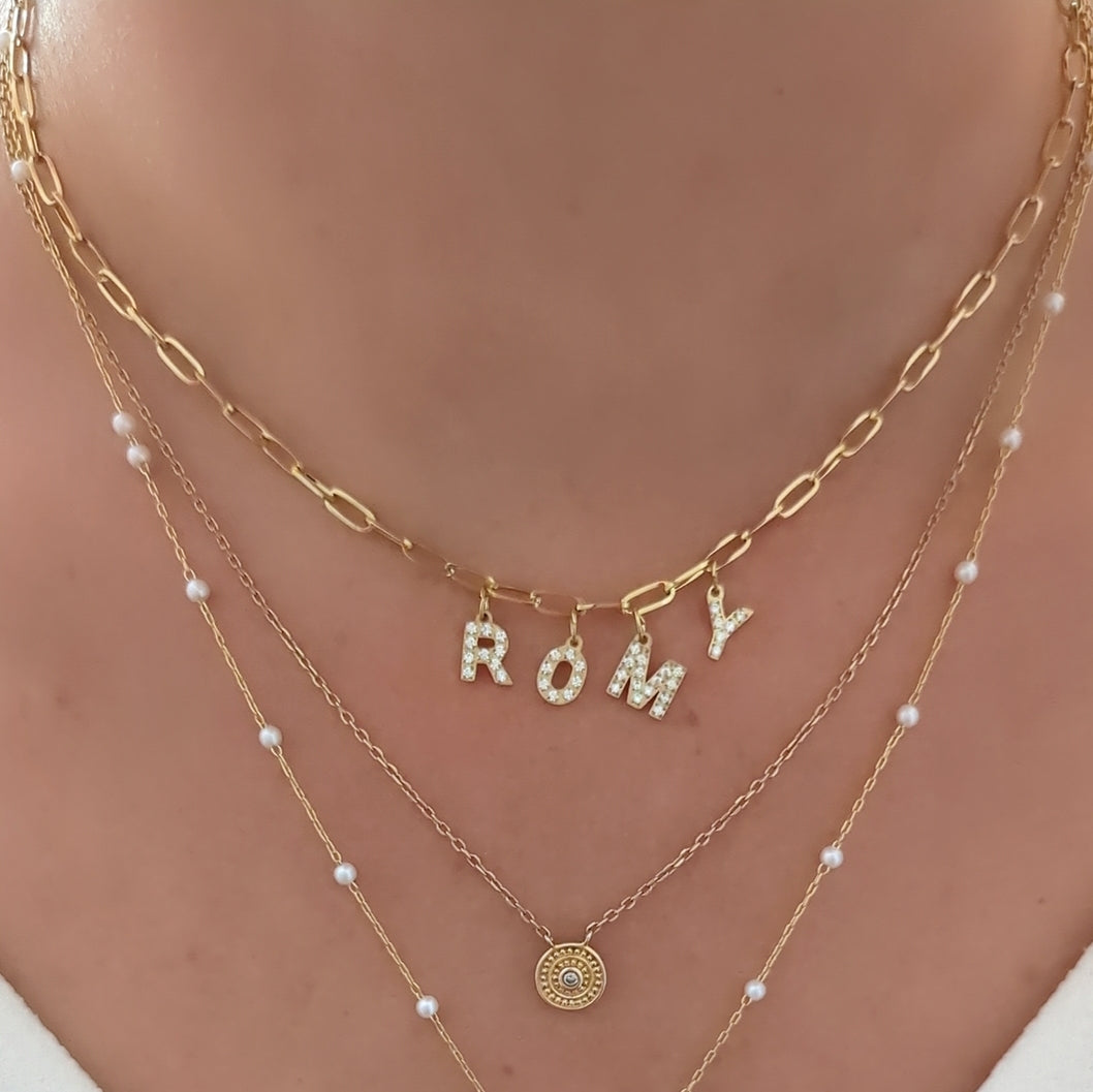 Collier maillons à prénom avec Zircon