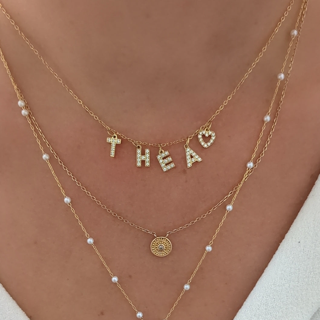 Collier prénom avec lettre Zircon - Bliche