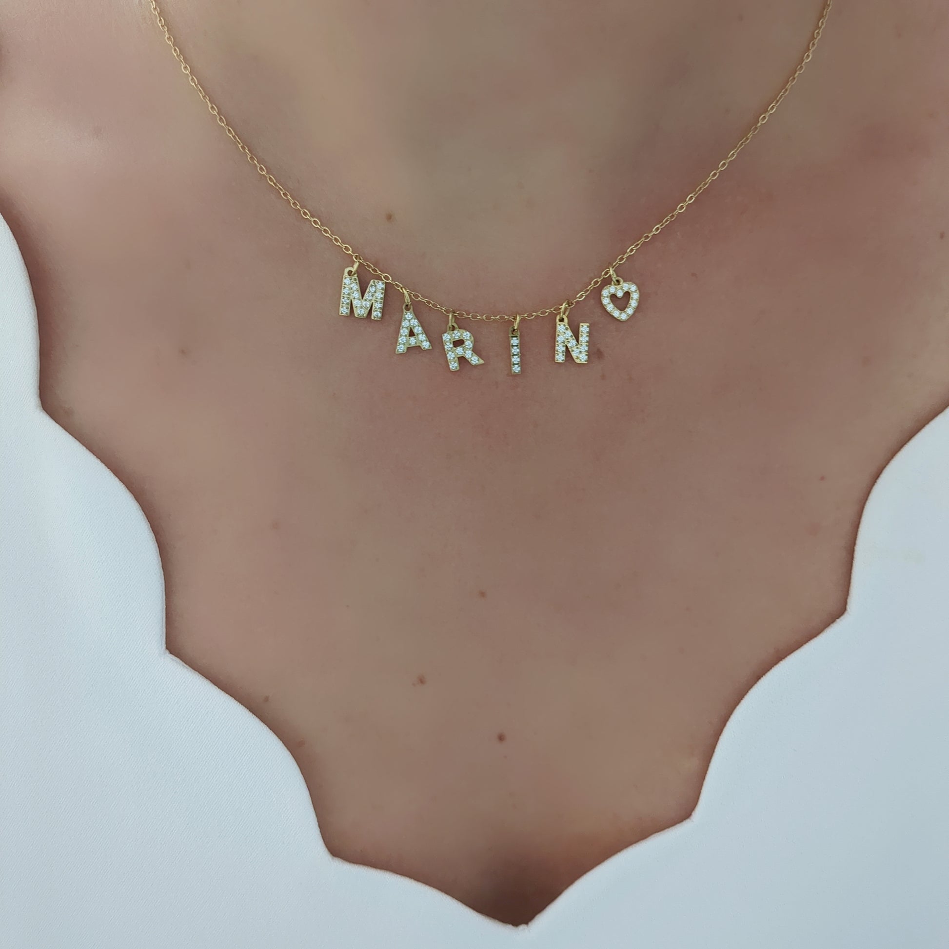 Collier prénom avec lettre Zircon - Bliche