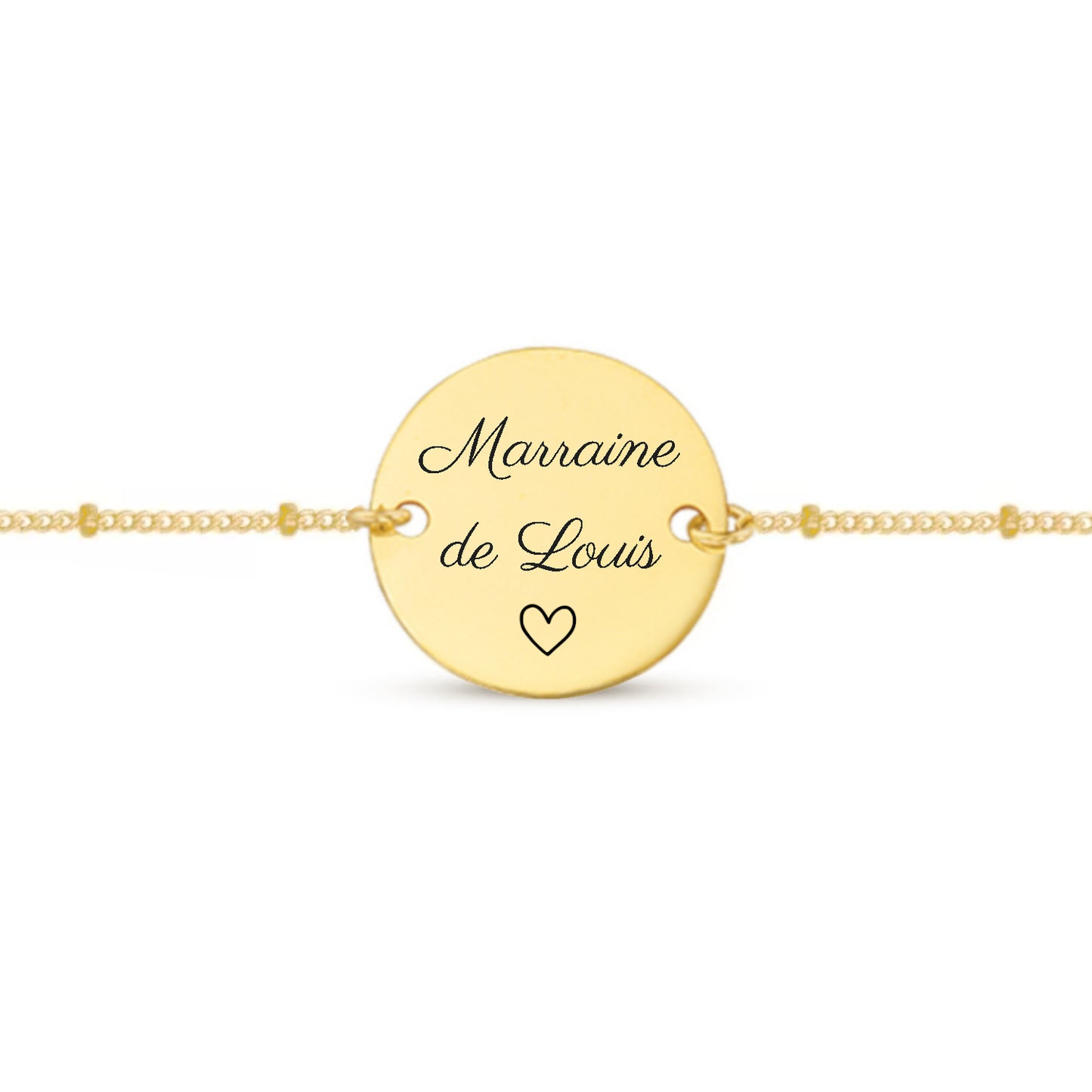 Bracelet personnalisé avec médaille à graver et chaîne perlée