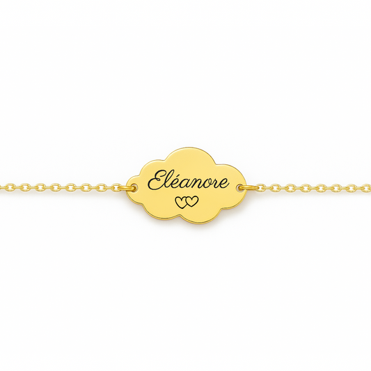 Bracelet personnalisé avec médaille nuage à graver