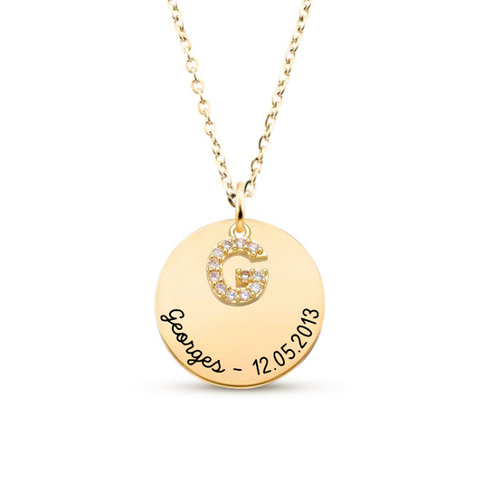 Collier avec lettre zircon à personnaliser