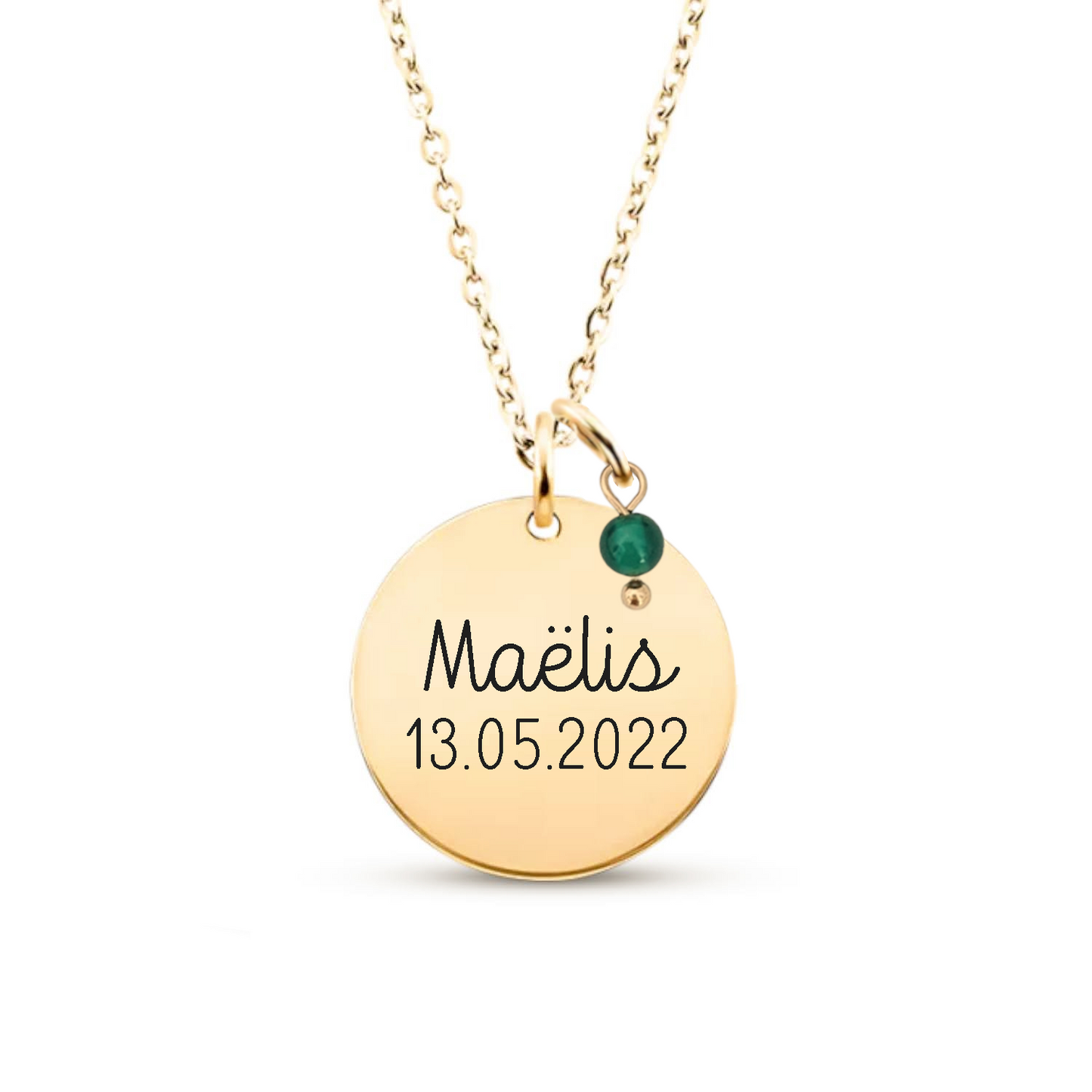Collier personnalisable avec médaille et pierre fine