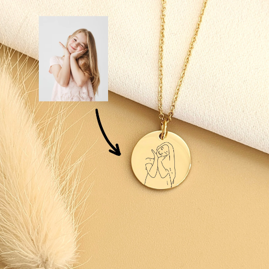 Collier à graver avec croquis photo