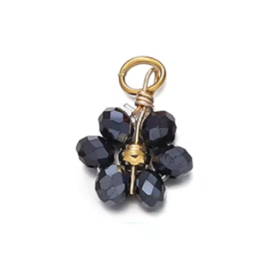 Charm fleur avec perles noires