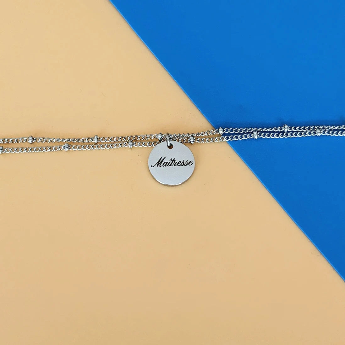 Bracelet personnalisé double avec médailles à graver - Bijoux acier inoxydable