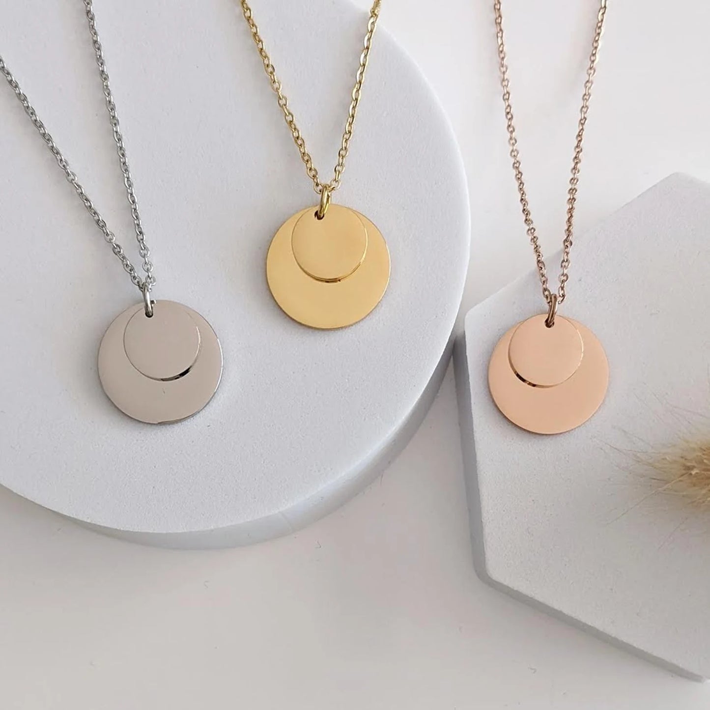 Collier personnalisable double médaille en acier inoxydable