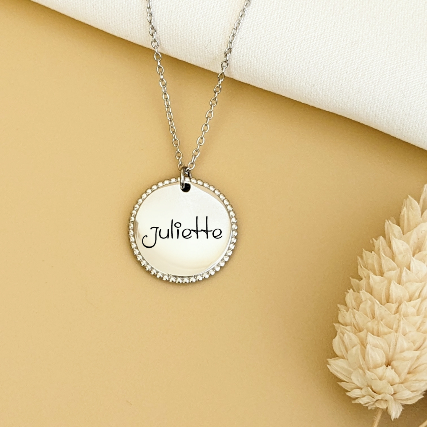 Collier à graver avec médaille travaillée - Bliche