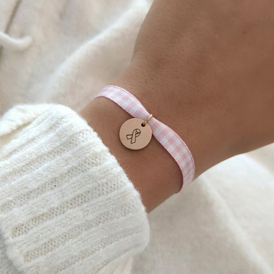 Bracelet Octobre Rose - Bracelet solidaire du cancer du sein - Bliche