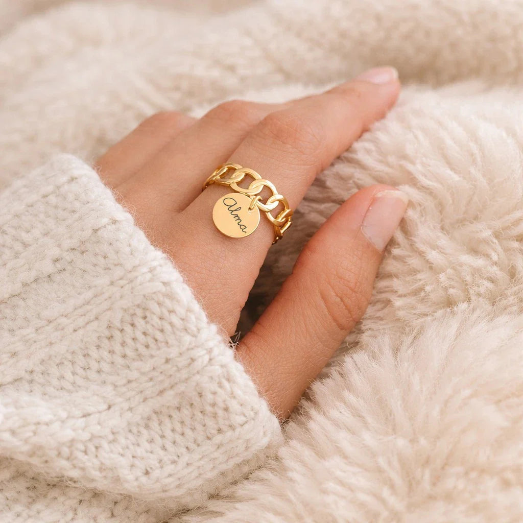 bague personnalisée femme gravée prénom en acier inoxydable