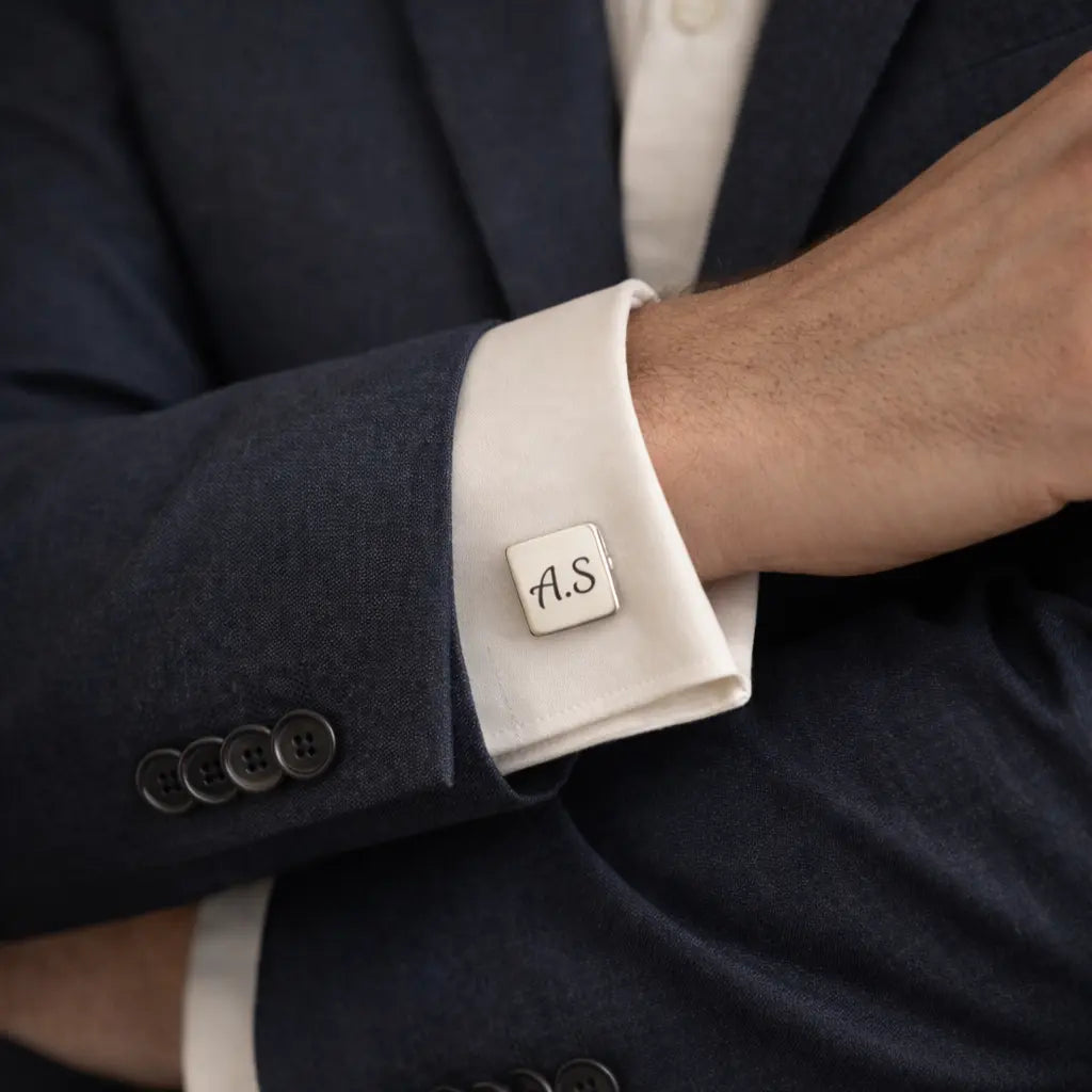 boutons de manchette homme personnalisés en acier inoxydable gravés