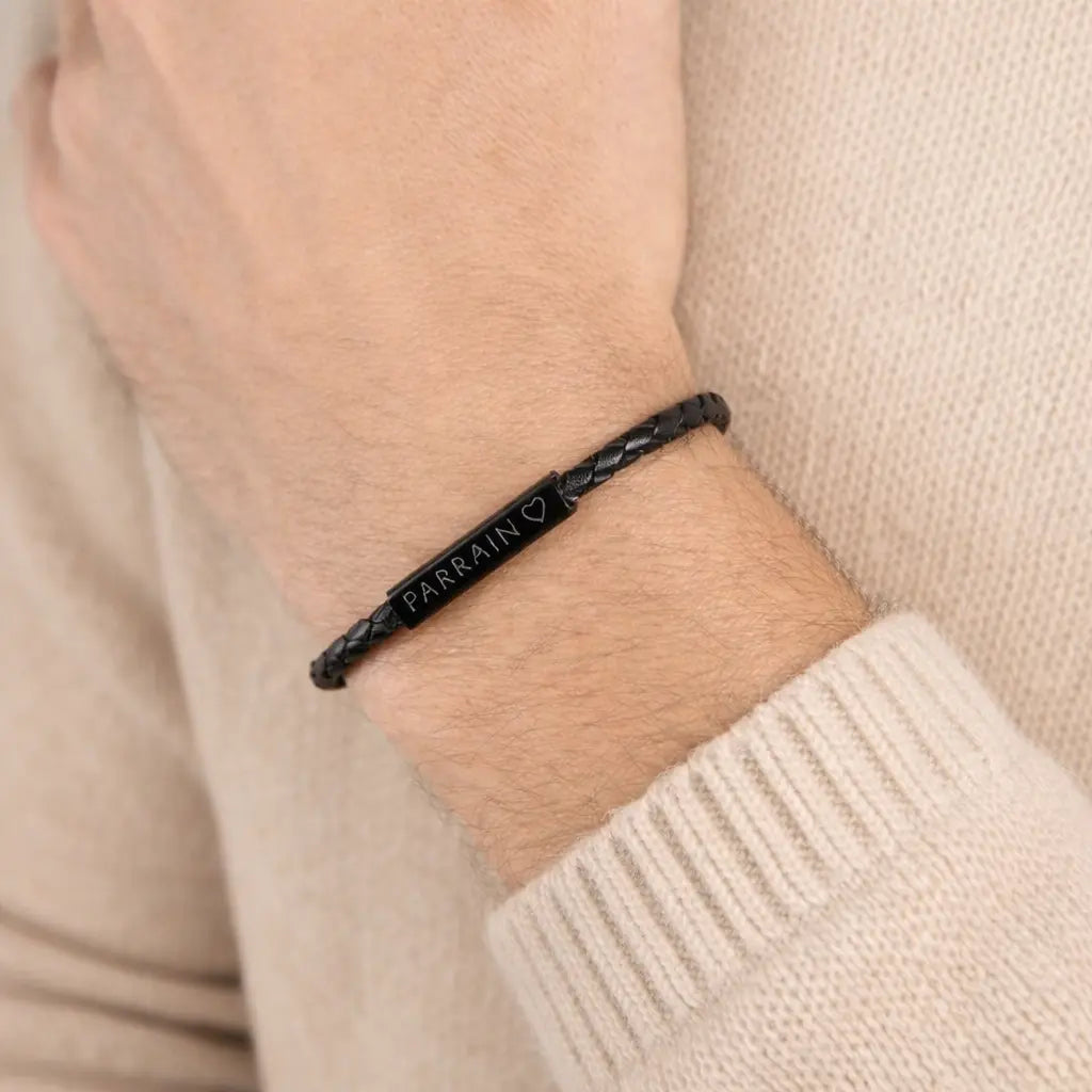 bracelet homme personnalisé cuir gravé cadeau homme