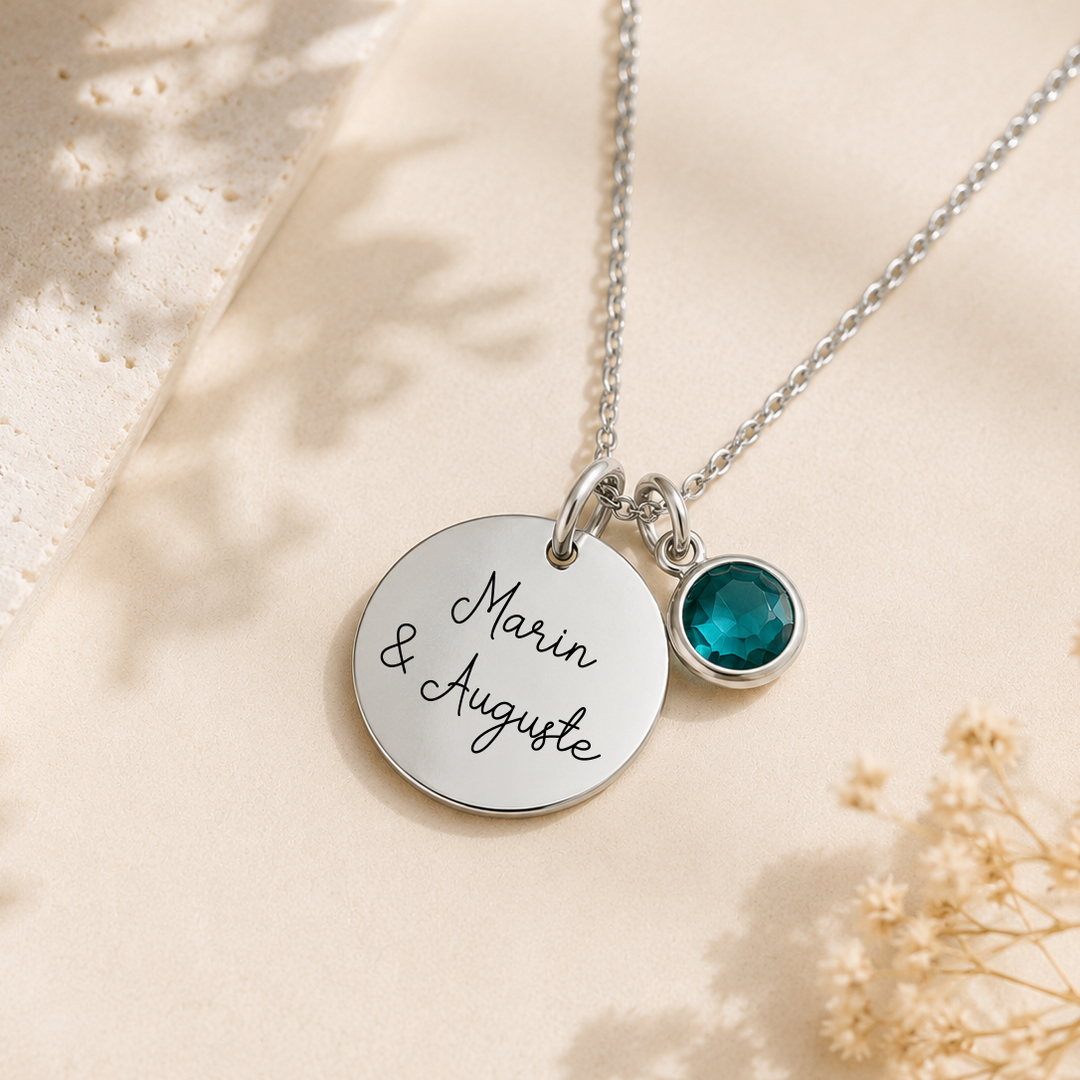 Cadeau de naissance personnalisé avec bijou gravé pour bébé et maman Bliche