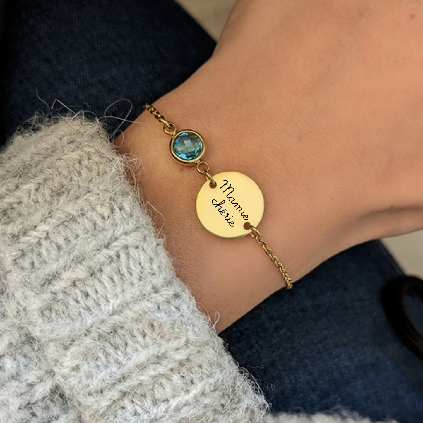Bracelet à graver avec pierre de naissance - Bliche