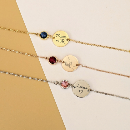 Bracelet à graver avec pierre de naissance