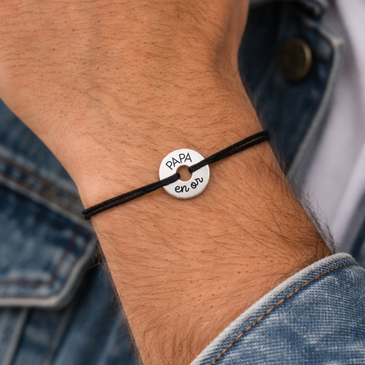 bracelet pour homme en cordon avec médaille anneau