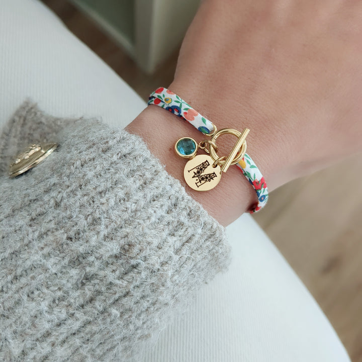 Bracelet personnalisé avec fermoir et pierre de naissance pour femme
