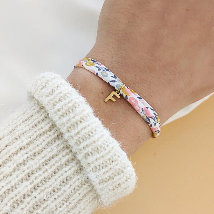 Bracelet en Liberty avec lettre - Bliche