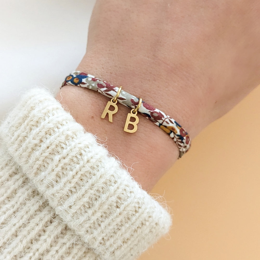 Bracelet en Liberty avec lettre - Bliche