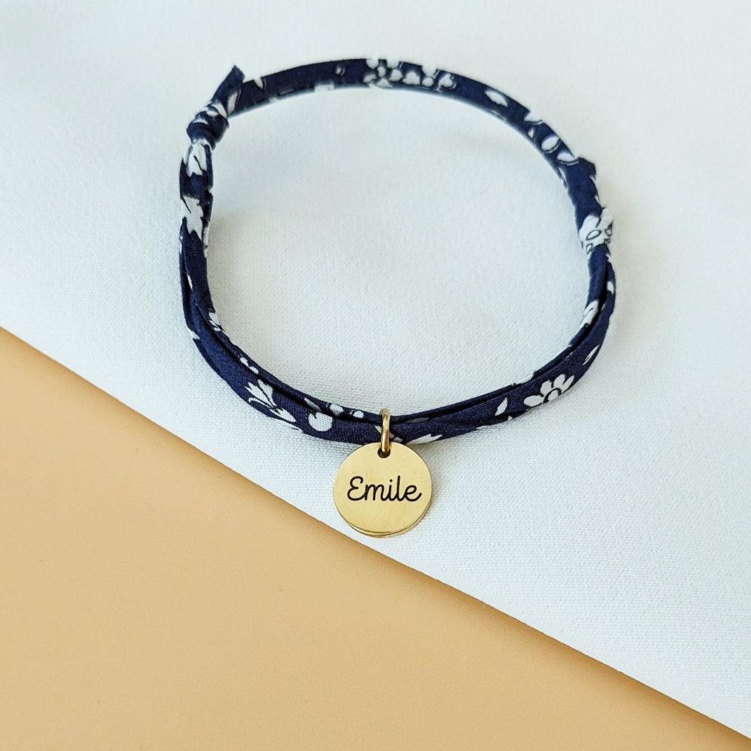 Bracelet personnalisé en Liberty avec médaille or - Bliche