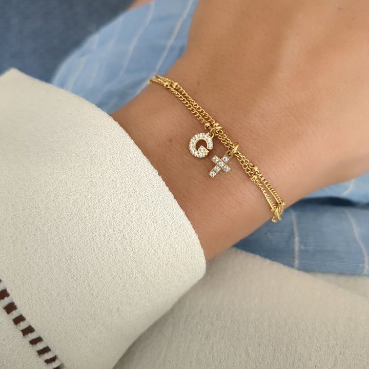 Bracelet prénom avec lettres zircon - Bliche