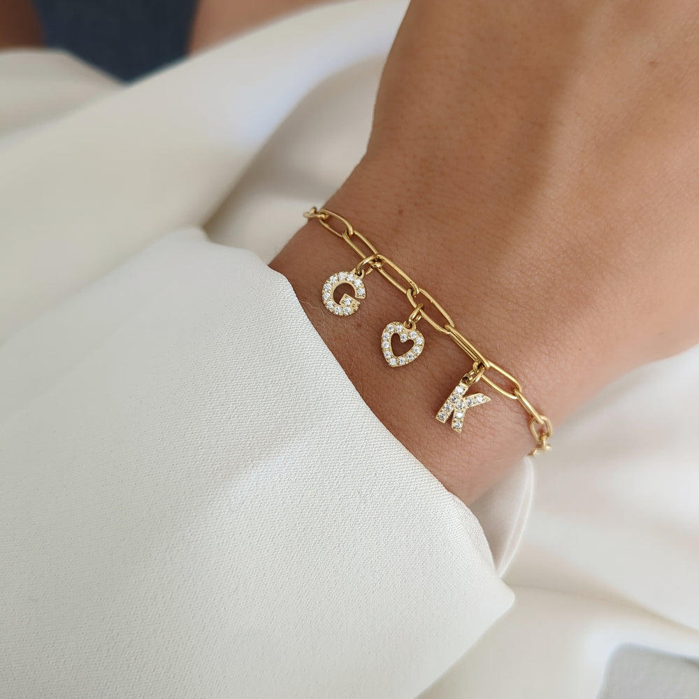 Bracelet personnalisé avec lettres zircon - Bliche