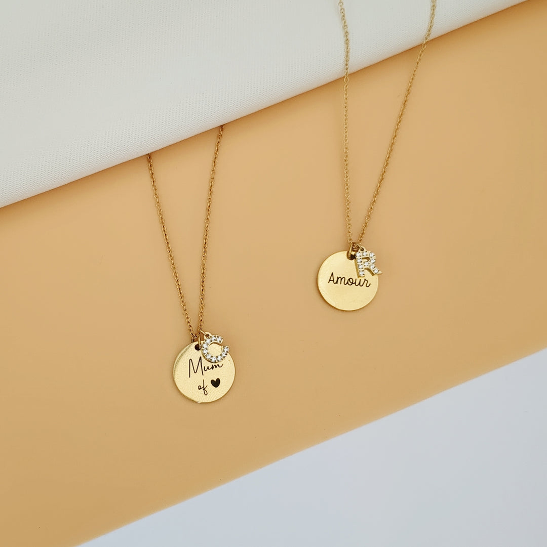 Collier à graver avec lettre zircon - Bliche