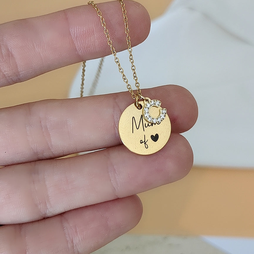 Collier à graver avec lettre zircon - Bliche