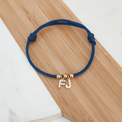 Bracelet Cordon avec lettre zircon