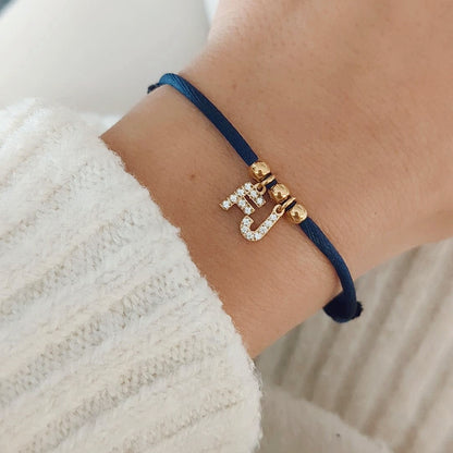 Bracelet Cordon avec lettre zircon