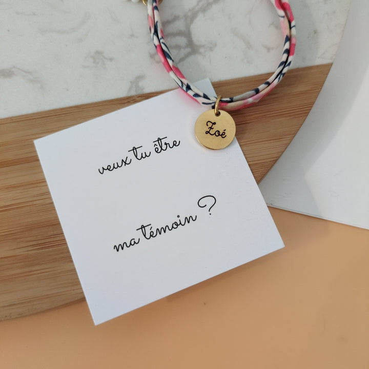 Bracelet liberty personnalisé liberty avec carte témoin - cadeau mariage