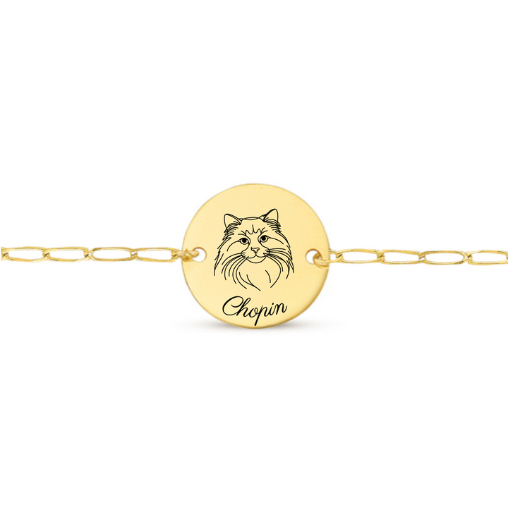 Bracelet personnalisé avec gravure dessin de chat