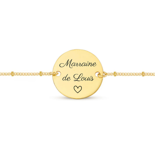 Bracelet personnalisé avec médaille à graver et chaîne perlée