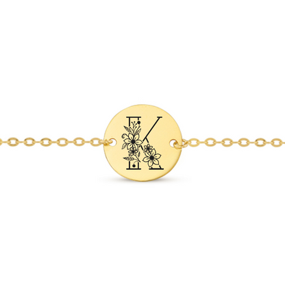 Bracelet chaine avec lettre florale