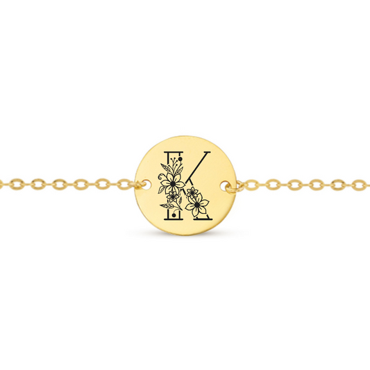 Bracelet chaine avec lettre florale
