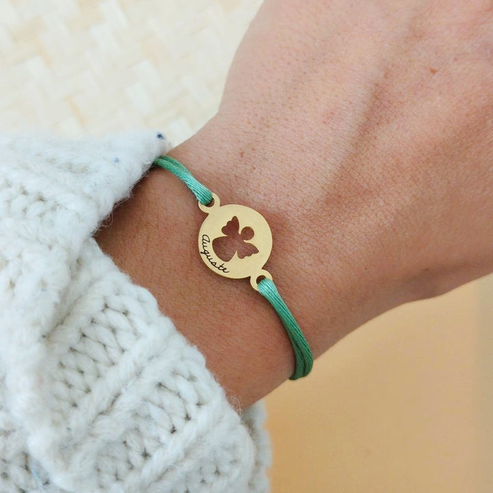 Bracelet personnalisé cordon avec médaille ange - Cadeau personnalisé