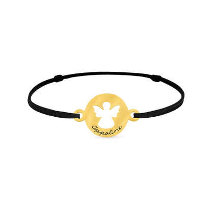Bracelet personnalisé cordon avec médaille ange - Cadeau personnalisé