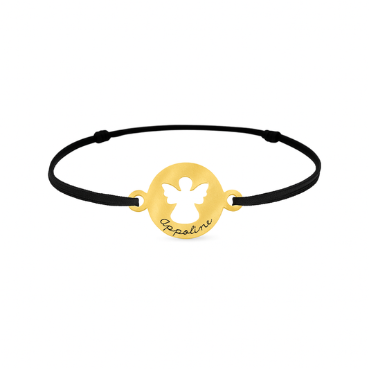Bracelet personnalisé cordon avec médaille ange - Cadeau personnalisé
