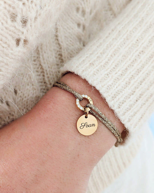 Bracelet cordon avec fermoir zircon