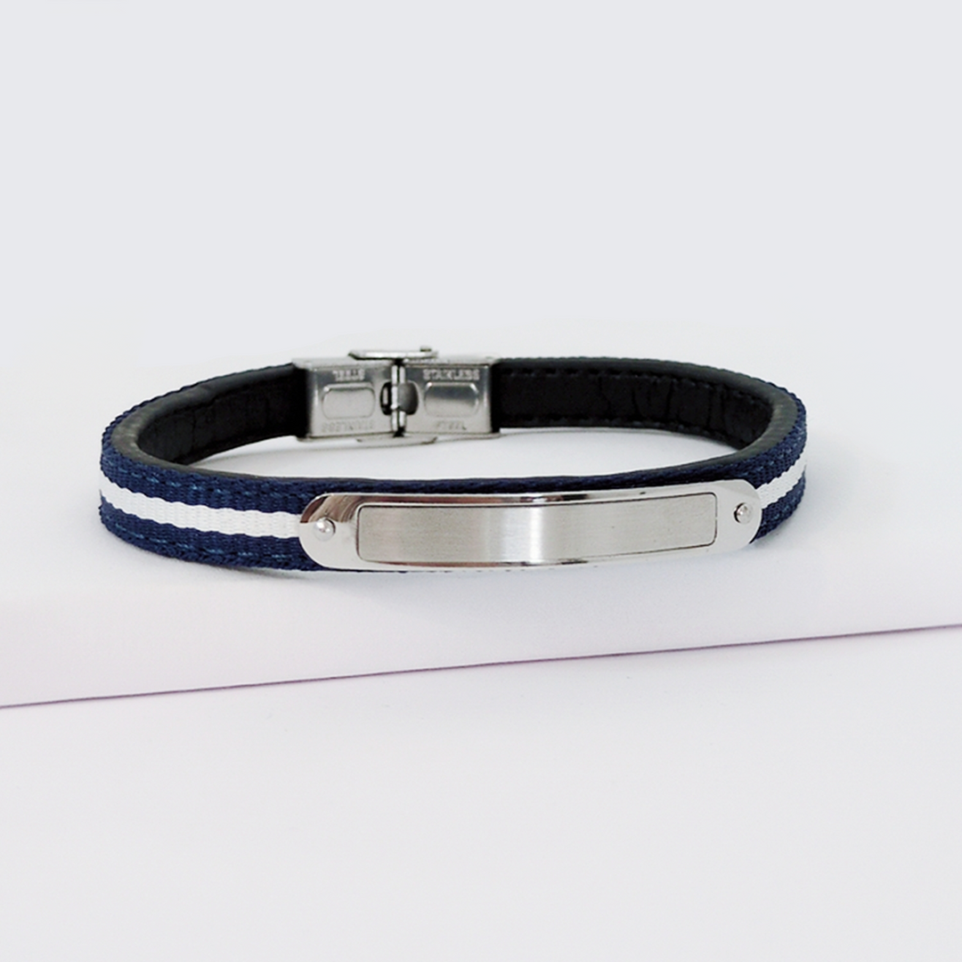 Bracelet homme personnalisé en cuir avec médaille à graver