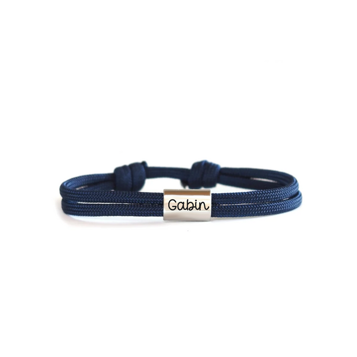 Bracelet homme personnalisé avec cordon bleu