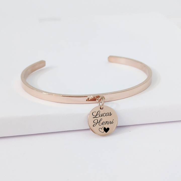 Bracelet à graver jonc personnalisé avec médaille à