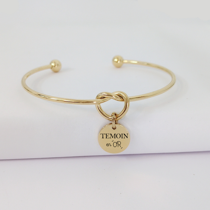 Bracelet jonc personnalisé jonc pour evjf avec médaille à graver
