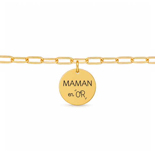 Bracelet personnalisé à maillons avec médaille à graver