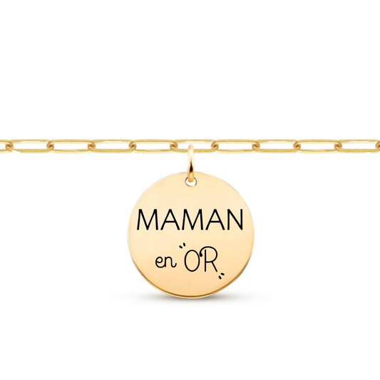 Bracelet personnalisé à maillons avec médaille à graver