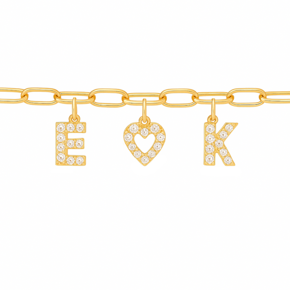 Bracelet à graver avec lettres zircon