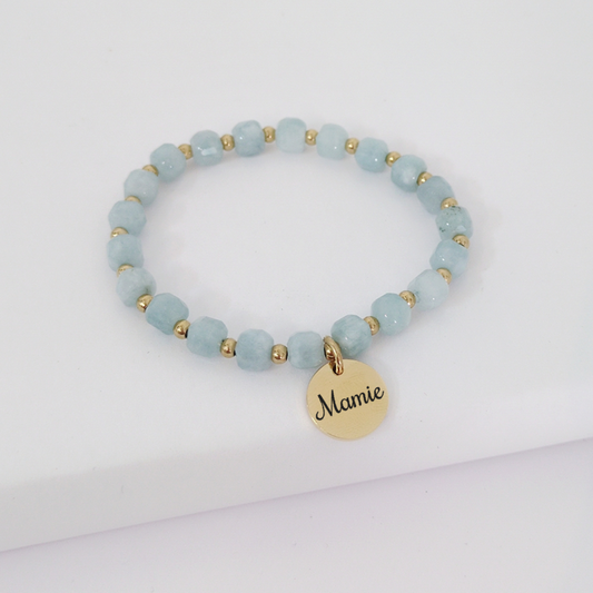 Bracelet de perles en pierre à personnaliser - Bracelet personnalisé pour cadeau