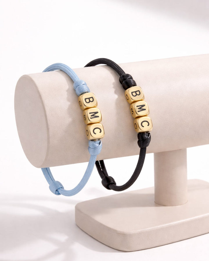 Duo homme et femme avec perles cubes à personnaliser - Cadeau couple